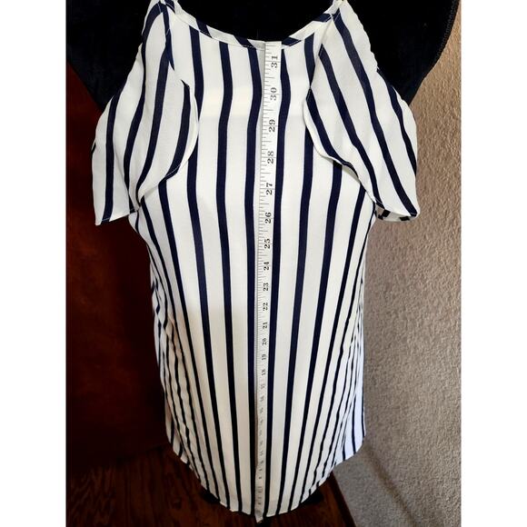 J Crew Striped Halter Ruffle Tank Small Navy White Shift Mini Summer Dress J0861 - Picture 8 of 9